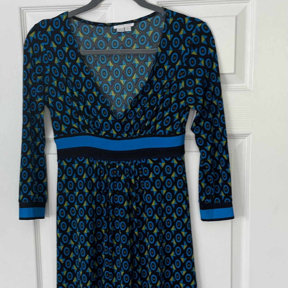 Stylish Blue and Black Patterned Dress